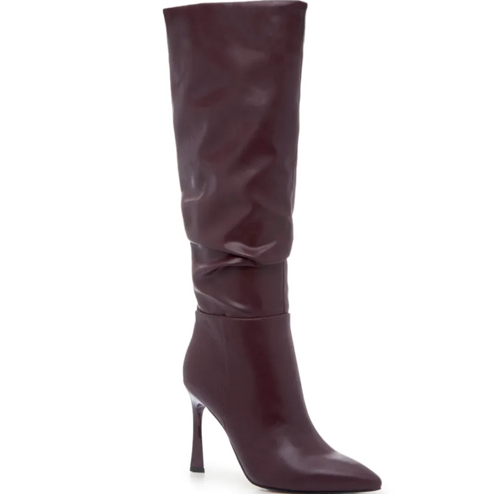 Burgundy Knee-High Women's Boots